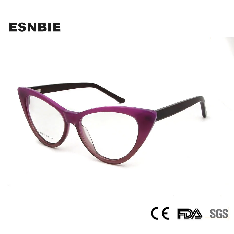 

ESNBIE Acetate Cat Eye Spectacles Ladies Cateye Designer Prescription Eyeglasses Women Spectacle Eyewear Frames Women Optical