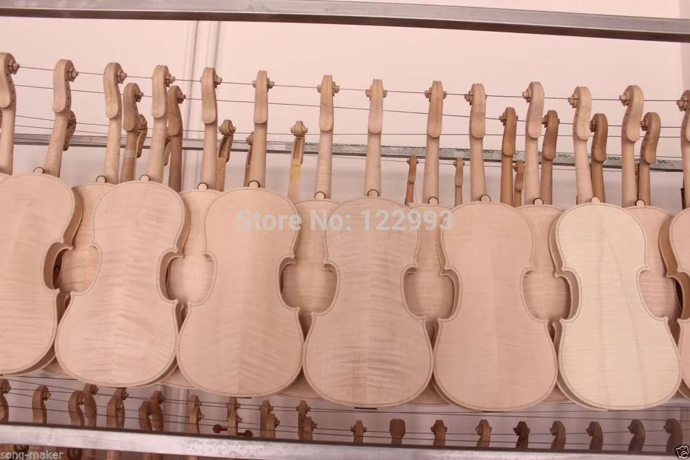 

2pcs 4/4 violin unfinished Flame maple back Russian spruce top Wholesale