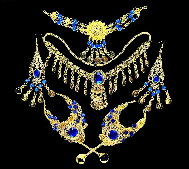 Women Belly dance jewelry 6 pcs/set Wholesale Indian belly dance wear belly dancing accessories necklace jewelry set for lady