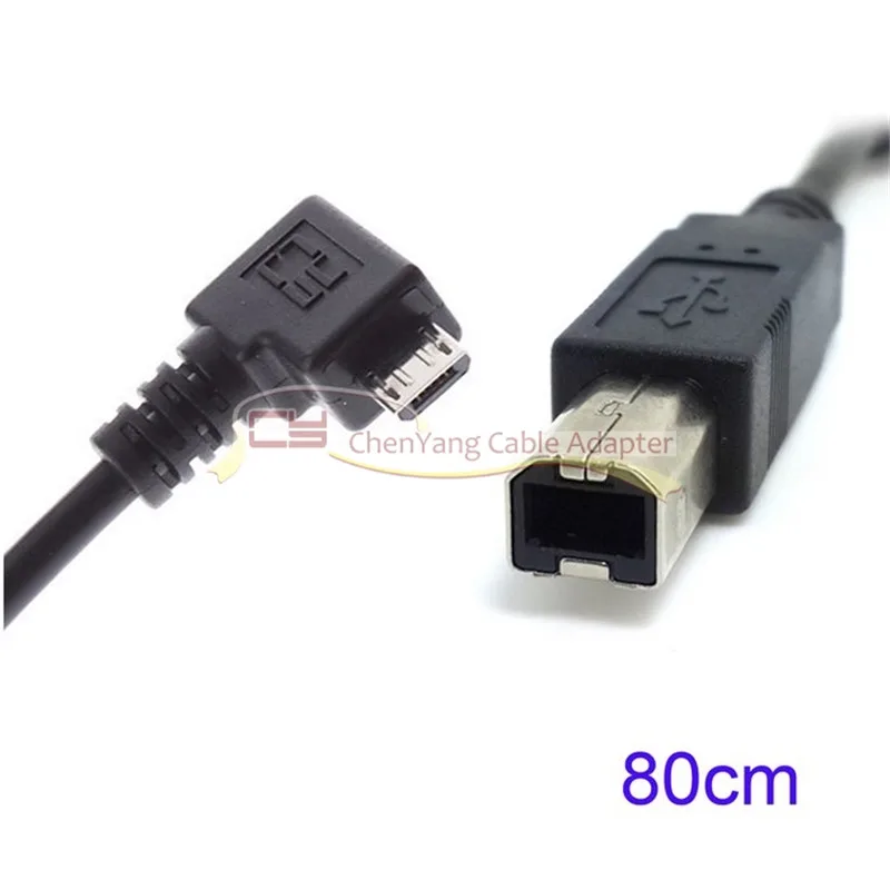 Kabel Disk keras pemindai Printer tipe B Standar OTG USB mikro 90 derajat siku kanan 80cm
