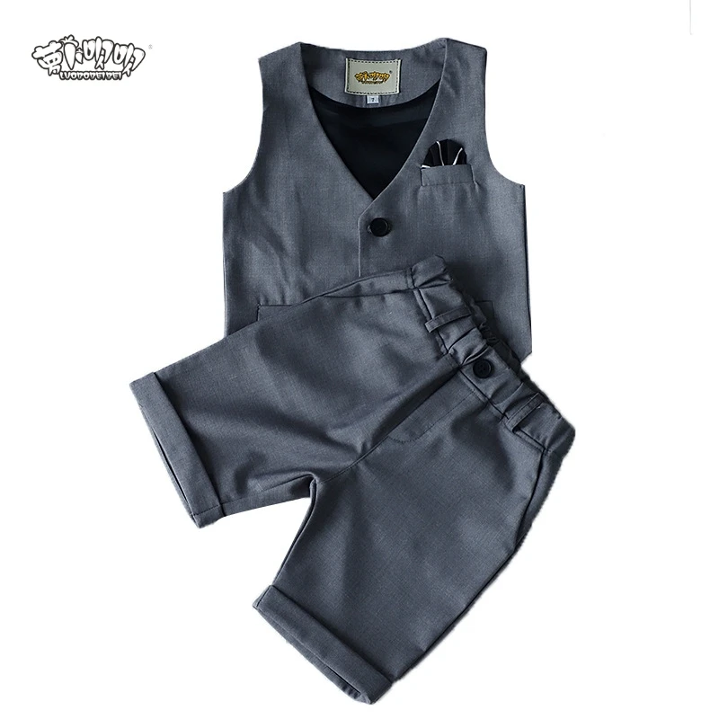 

Flower Boys Summer School Suit Gentleman Kids Boy Vest Short Shirt Formal Birthday Party Wedding Children Clothing Set F134