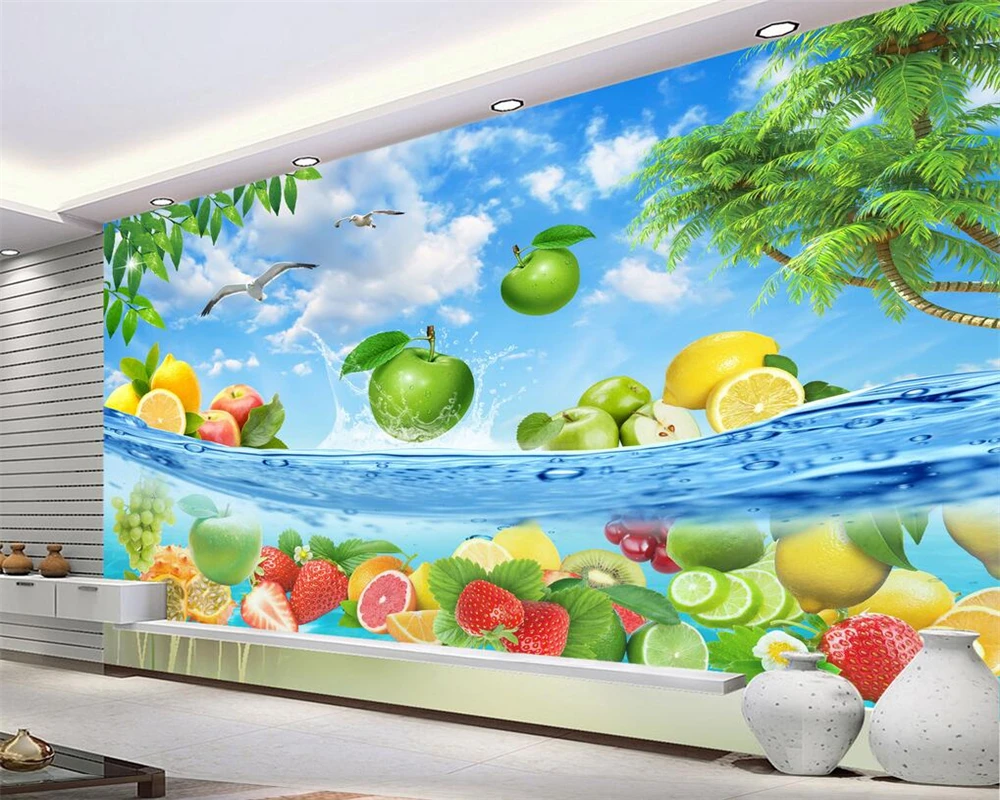 Beibehang papel de parede Custom wallpaper  HD Fruit Fresh Apple Lemon Coconut Tree Restaurant 3d wallpaper mural papier peint