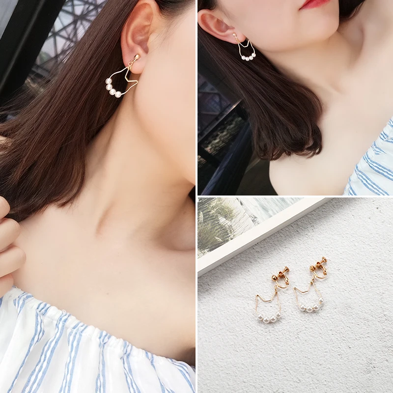 GRACE JUN High Quality Clip on Earrings No Pierced for Women Party Wedding Fashion Long Tassel Geometric Clip Earrings Wholesale