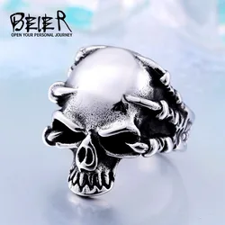 Dropshipping Wholesale 316L Stainless Steel Jewelry Men's Gothic Punk Claw Thingking Skull Skeleton Rings BR8-049 US Size