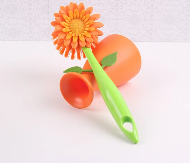 1PC newest sun flower wash creative cleaning pan brush powerful decontamination wash pot brush Cleaning Cloth O0174
