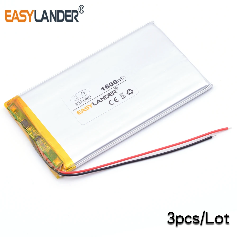 335080   3,7 V 1600 mAh wiederaufladbarer Lithium-Li-Ionen-Li-Polymer-Akku für Tablet PC Power Bank mobiler DIY-Lautsprecher