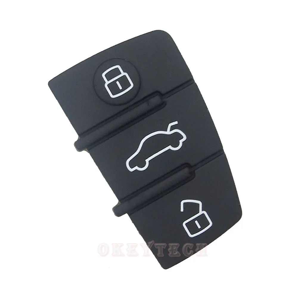 Okeytech 3 Button remote button rubber key pad Replacement Remote Car Key Fob For Audi A3 B6 A4 A5 A6 C5 B8 Q5 Q7 TT S LINE RS