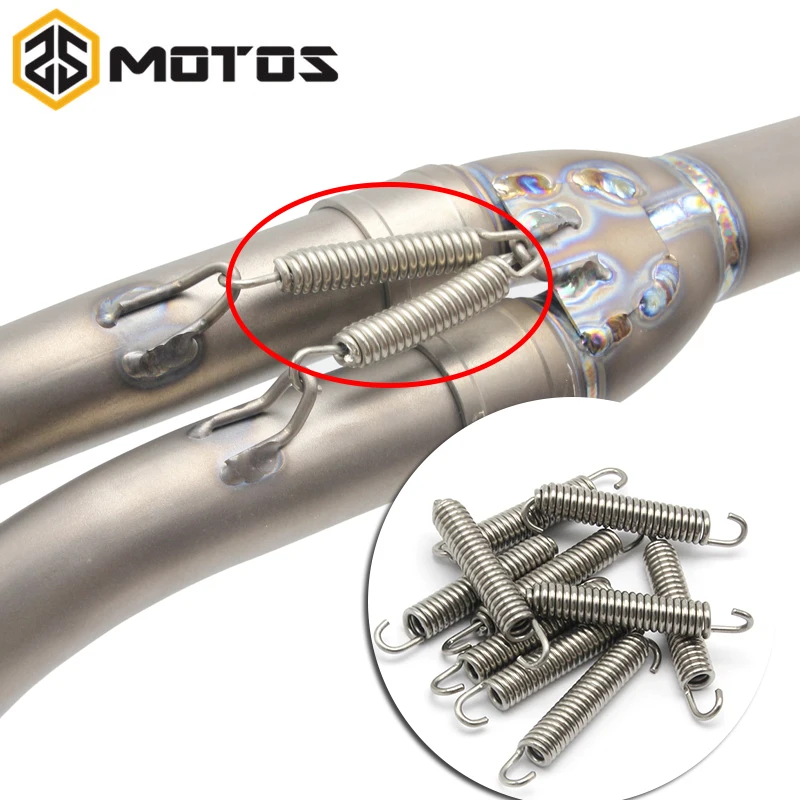 ZS MOTOS 2/6/10pcs Motorcycle Exhaust System Springs Fully Rotatable Stainless Steel Springs for Exhaust middle pipe