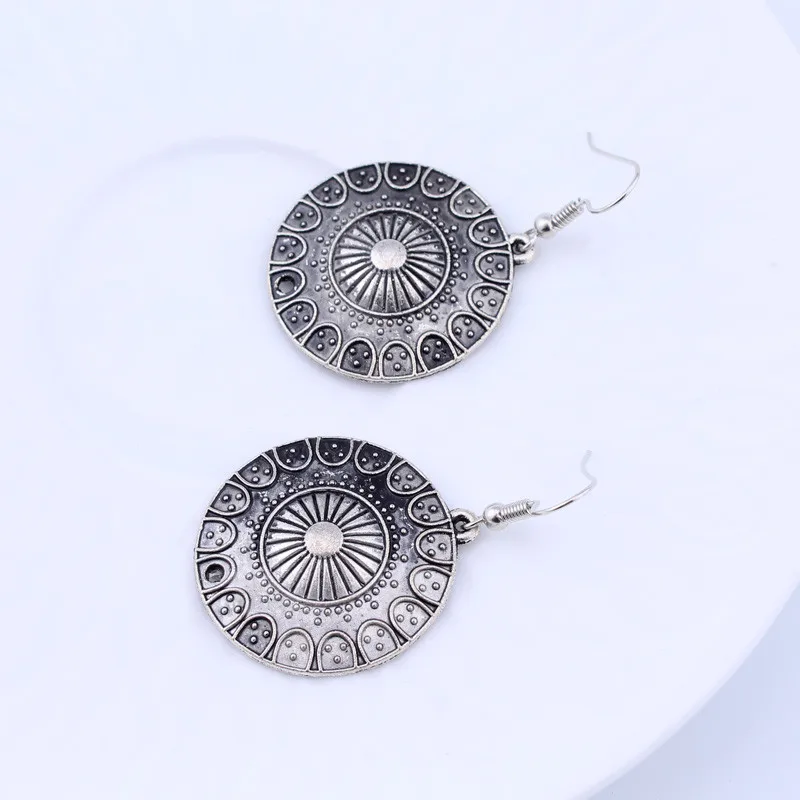 Aihua Mode Aussage böhmischen Vintage ethnischen großen runden Tropfen Ohrring lange geschnitzte Blumen Tropfen Ohrringe für Frauen – Detail 35