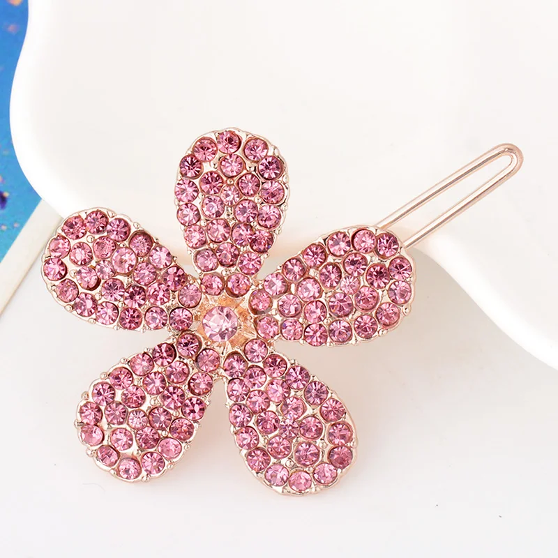 EASYA Women Fashion Rhinestone Flower Hair Clips Fashion Girls Hair Accessories Hairpins Gift For Best Friends