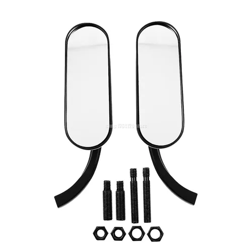 Imagen 2 del producto Mini espejos ovalados para motocicleta, 8mm y 10mm, negro/cromo para Harley Dyna Softail Sportster Touring Road King Cruiser Chopper Bobber