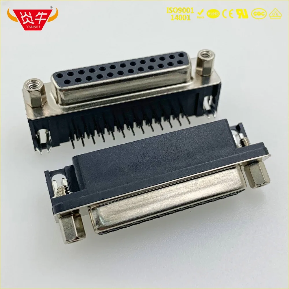 

DR-25P RS232 WITH SOCKET DR25Pin D-SUB SERIES FEMALE RIGHT ANGLE PCB CONNECTOR CONTACT PART OF THE GOLD-PLATED 3Au YANNIU