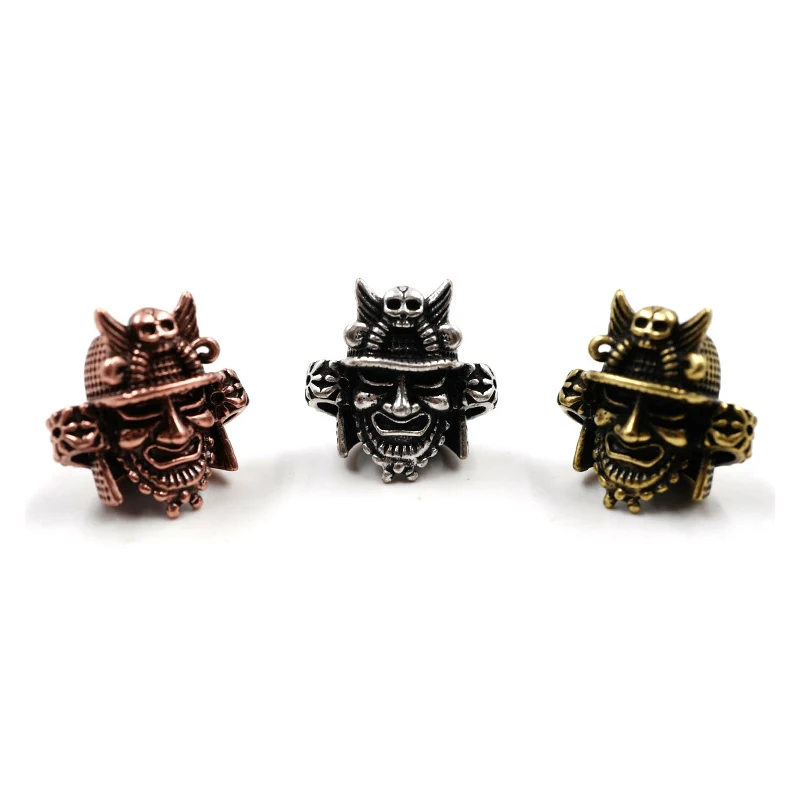 1 Piece Copper Warrior Paracord Skull Beads EDC Outdoor Lanyards Knife Flashlight Prachute Cord DIY Jewelry Charms Accessories