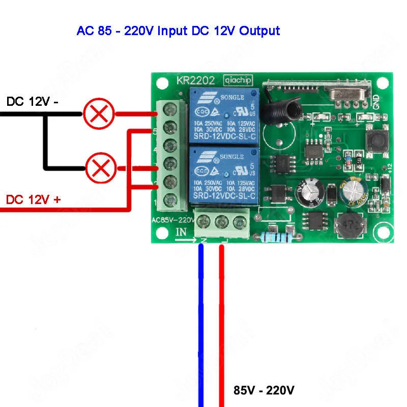 433Mhz Universal Wireless Remote Control Switch AC 220V 110V 120V 2CH Relay Receiver Module and RF 433 Mhz Led Light Transmitter