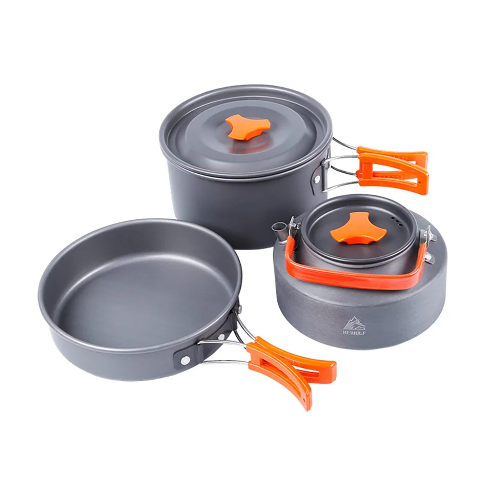 

Outdoor Camping Tableware For Trekking Backpacking Cooking Picnic Outdoor Cookware Bowl Pot Pan Set Tourist Kitchen Tools EG04