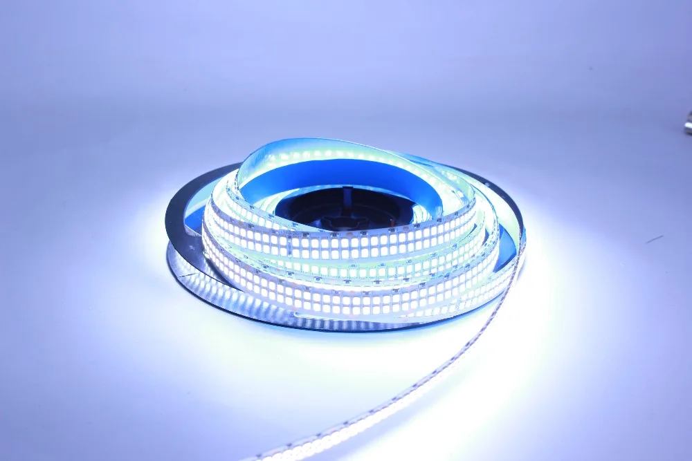 Tira de luces LED de doble fila, cinta luminosa de 12V, 24V, 2835, IP20, no impermeable, 480LED/M, 5m/rollo, blanco cálido