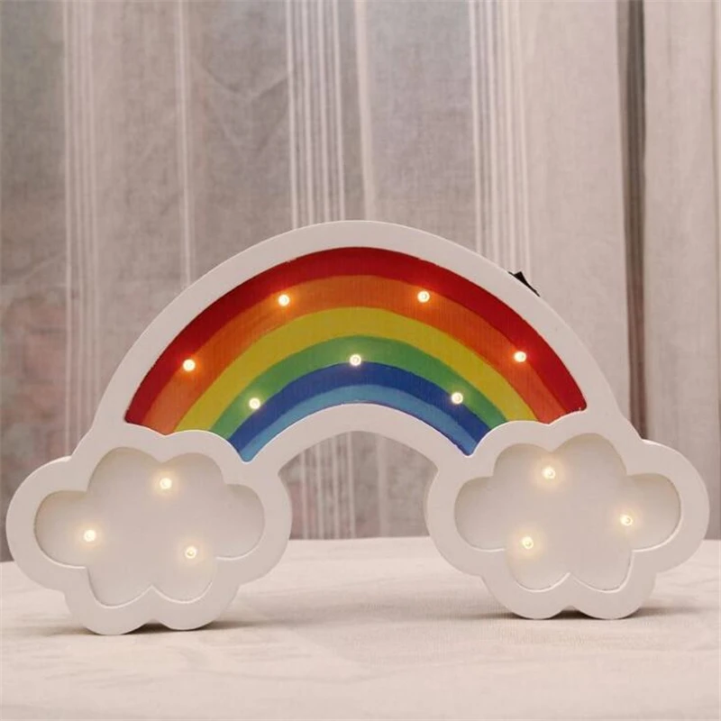 Lámpara de arco iris de madera colorida para niños, Homw LED para luz de noche, decoración de cabecera, lámpara de luz nocturna para niños, regalo