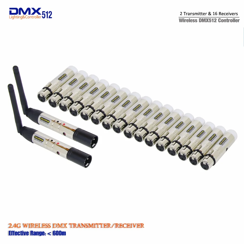 Factory Wholesale 18PCS/Lot 2.4G Wireless DMX Controller 2pcs Transmitter and 16pcs Receiver XLR 3PIN For Professional Stage&DJ