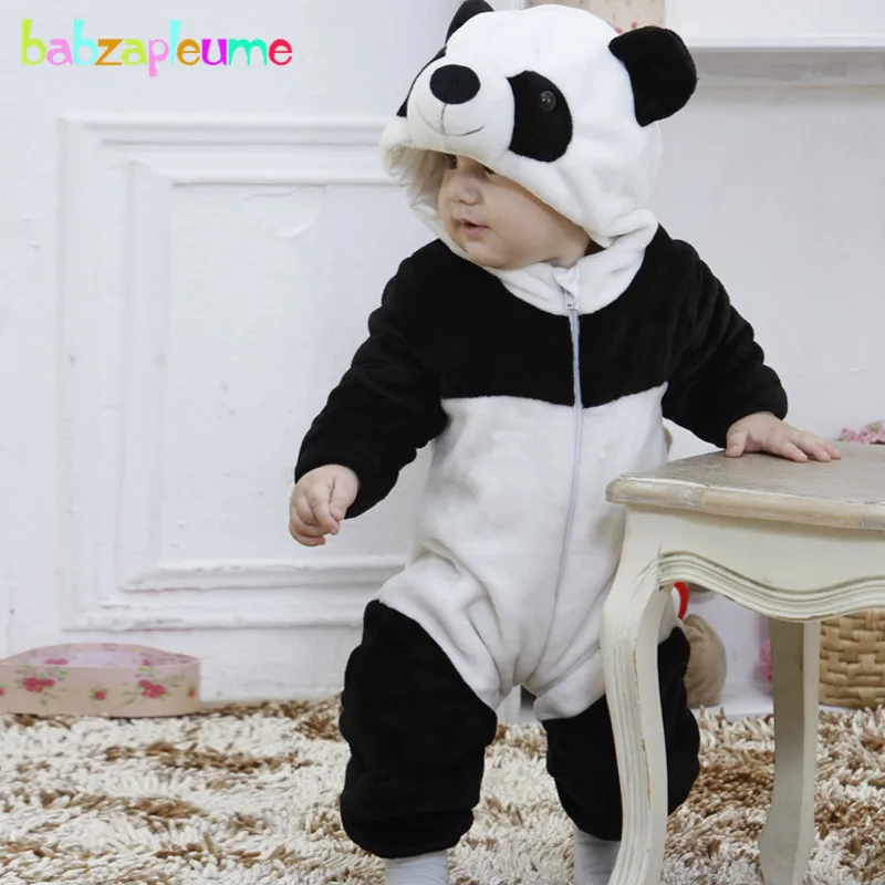 Fall Winter Newborn Boy Clothes Infant Girl Outfit Cartoon Cute Hooded Fleece Warm Jumpsuit Romper Baby Boutique Clothing BC1046