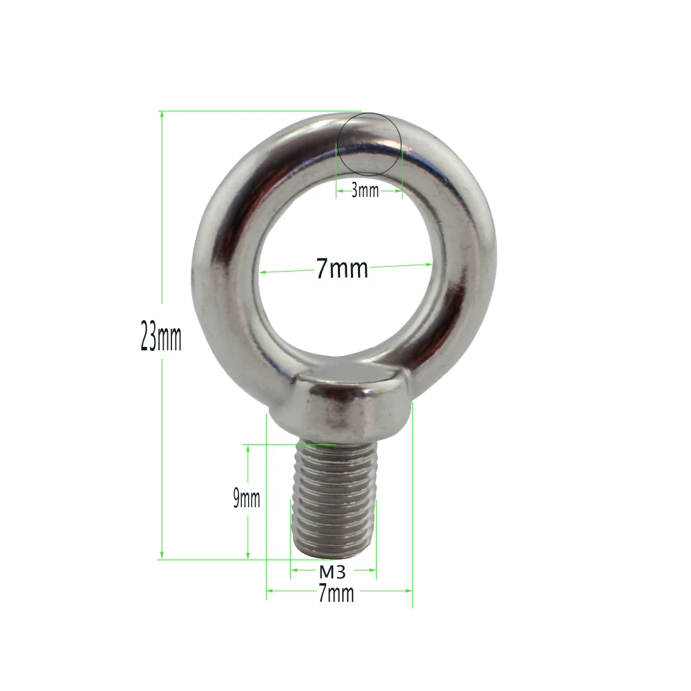 A2 Stainless Marine Mini Lifting Eye Bolt SUS304 Marine Lifting JIS1168 Eye Bolt Ring Screw Loop Hole for Cable Rope 10pcs M3