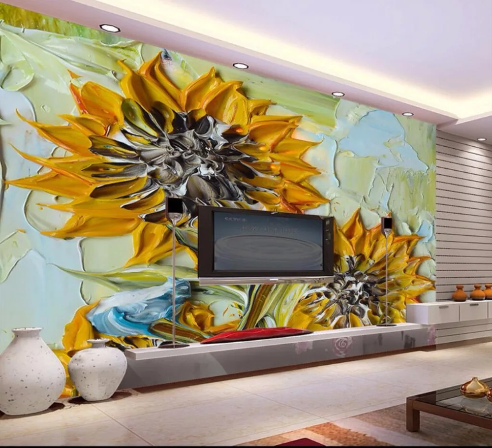 

beibehang Home decoration wallpaper high - definition flower oil painting living room bedroom three - dimensional 3d wallpaper