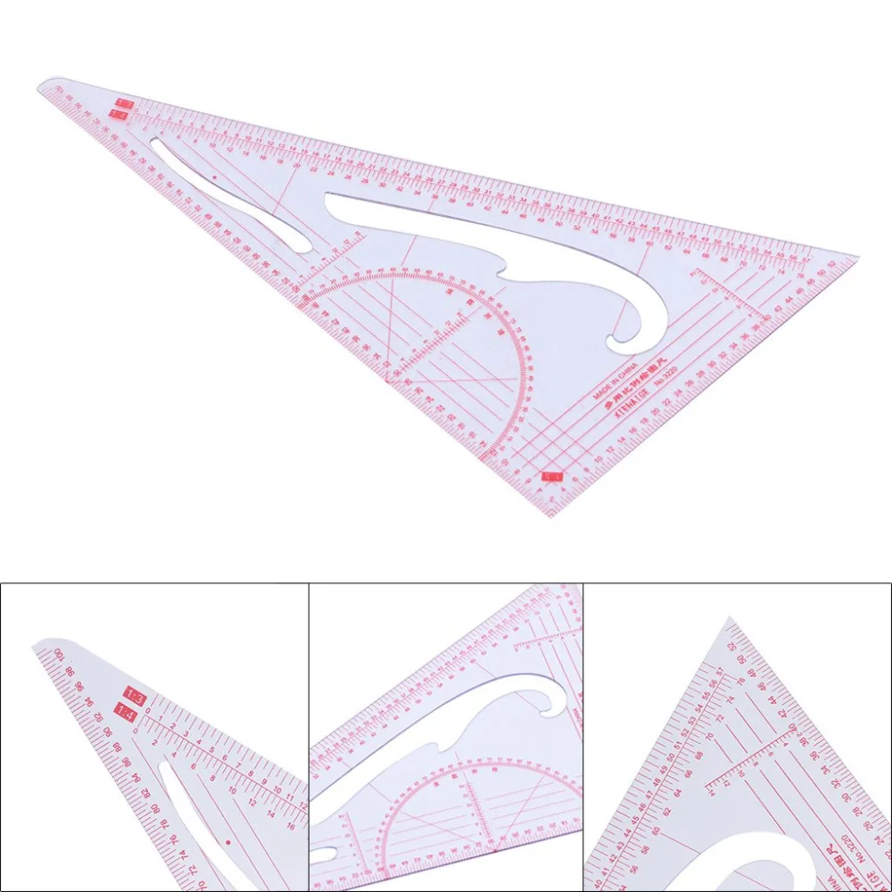 XRHYY MultiFunction Triangular Scale Ruler Measure Plastic Dressmaking Tailor Sewing For Students Designers Pattern Maker&Tailor