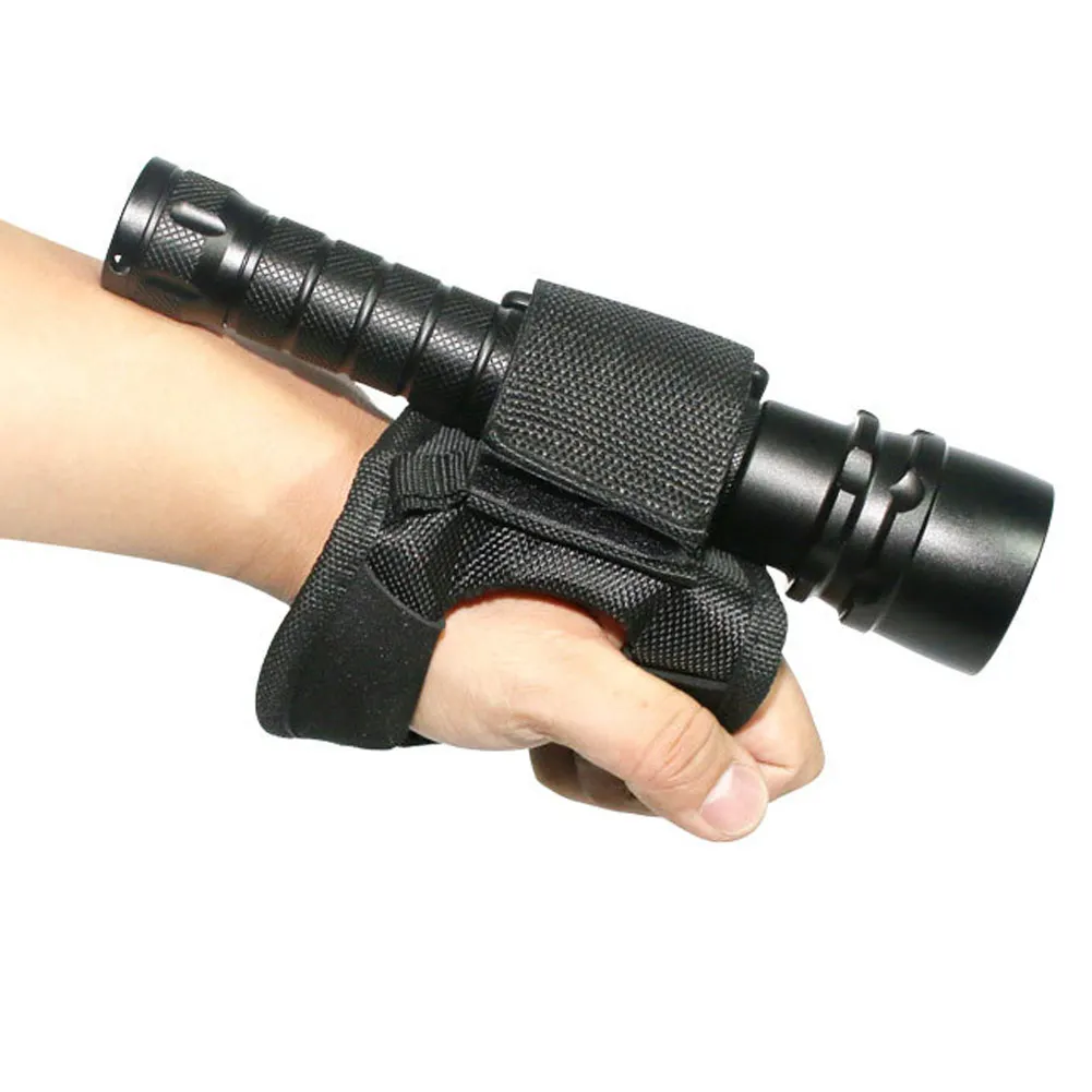 Outdoor Underwater Scuba Diving Dive LED Torch Flashlight Holder Soft Black Hand Arm Mount Wrist Strap Glove