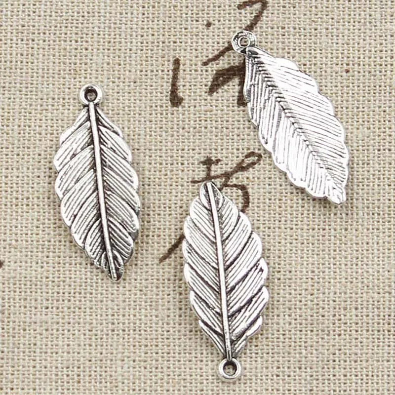 15pcs Charms Leaf 31x12mm Antique Making Pendant fit,Vintage Tibetan Bronze Silver color,DIY Handmade Jewelry