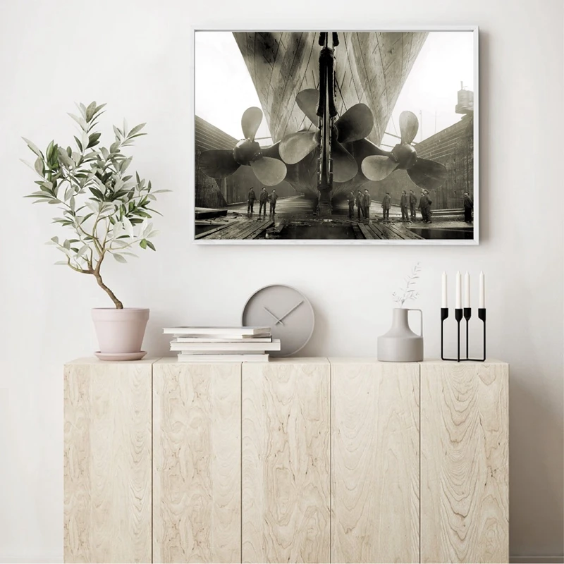Titanic Poster Prints RMS Titanic Propeller Wall Art Canvas Painting Sepia Picture Classic Movie Posters Living Room Home Decor