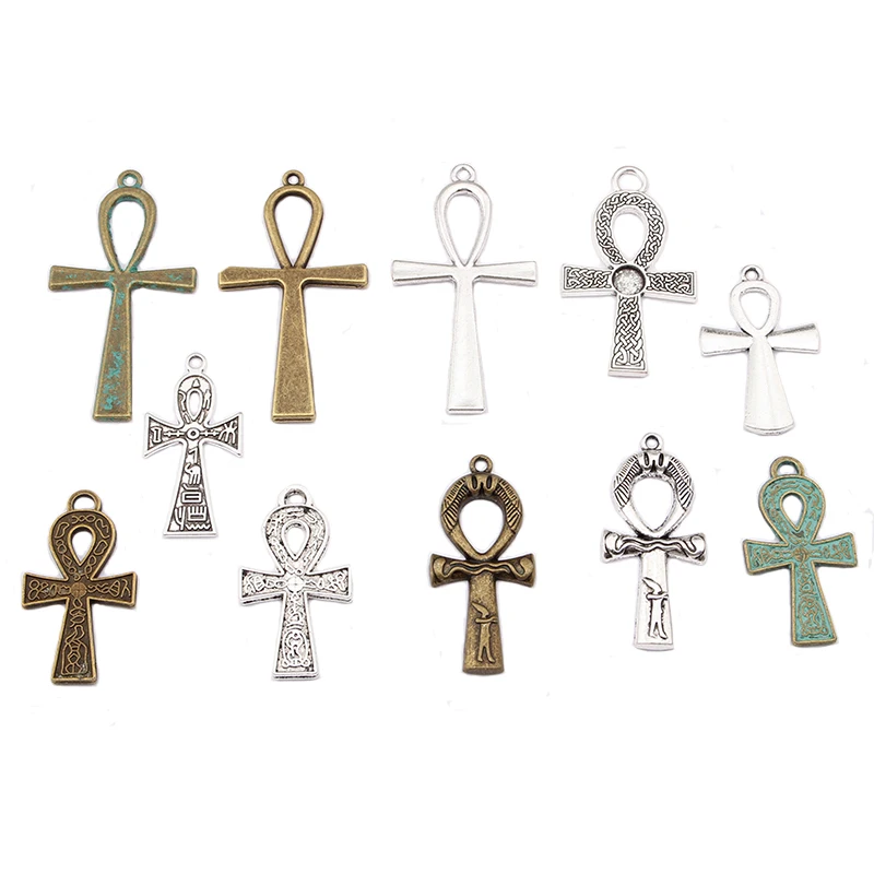 10PCS Large Ankh Egyptian Cross Christ Charms Pendants for DIY Necklace Earring Bracelet Jewelry Making Findings