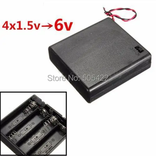 500PCS 4AA Battery Holder box 4 AA Batteries Storage Case Box ON/OFF Switch With Lead Wire Wholesale