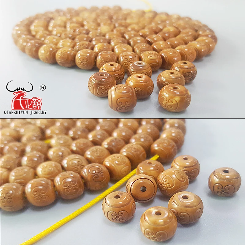 10PCS Natural Palm Fruit Kuka.Beads For Jewelry Making.Handmade DIY Jewelry Accessorie.Carving Decorative Pattern Beads.5mm-10mm