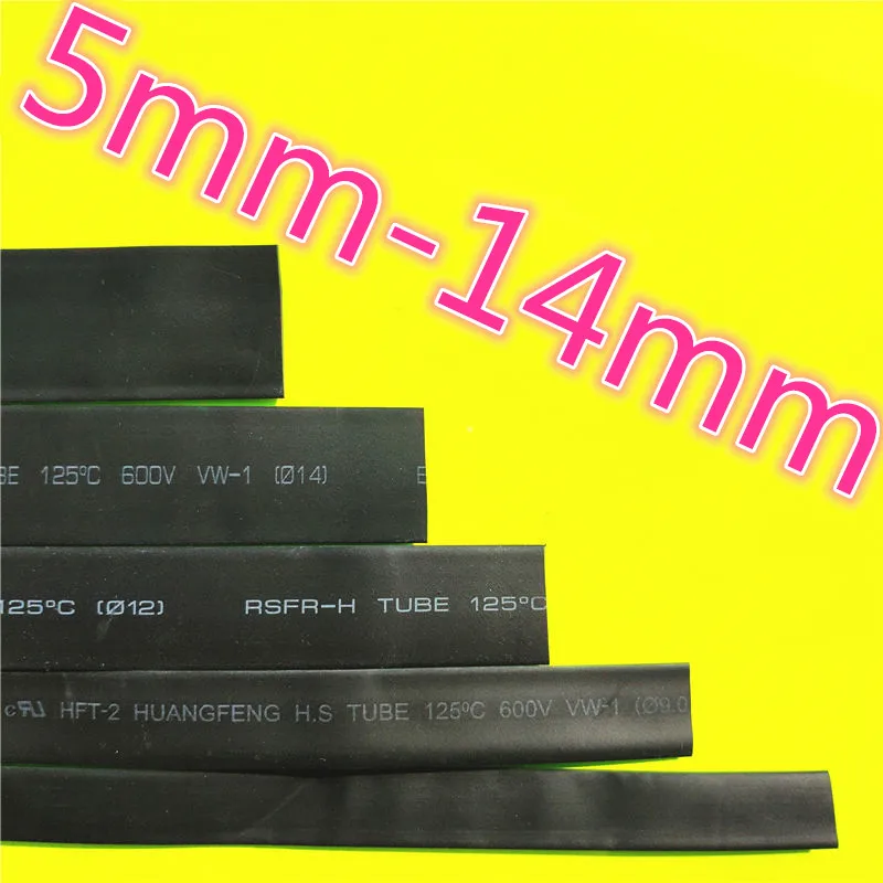 1meter 2:1 Black 5mm 5.5mm 6mm 7mm 8mm 9mm 10mm 11mm 12mm 13mm 14mm Heat Shrink Heatshrink Tubing Tube Wire Dropshipping