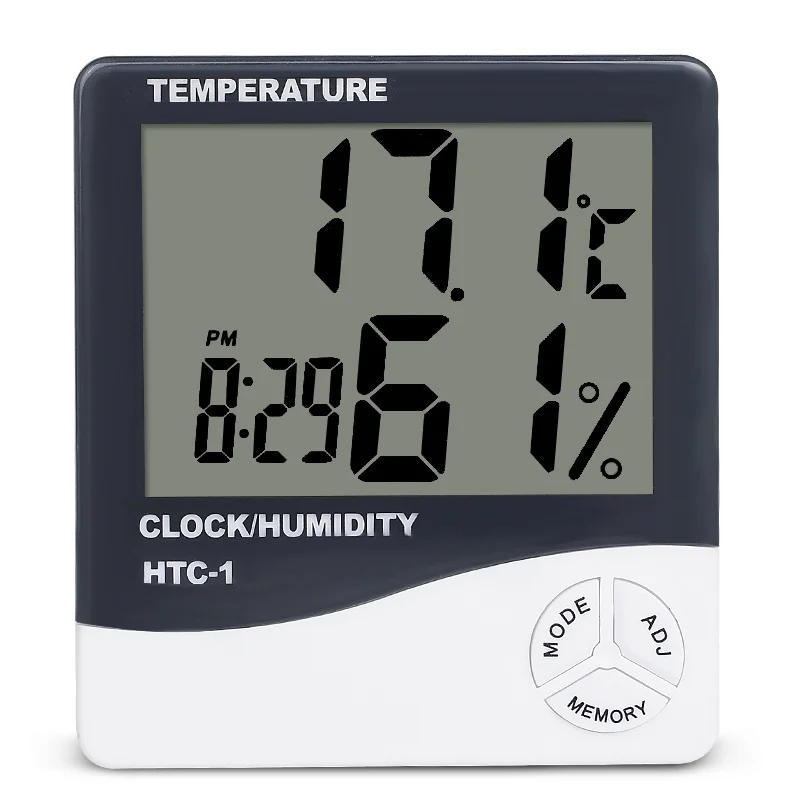 HTC-1 Indoor Room LCD Digital Electronic Thermometer Hygrometer Measuring Temperature Humidity Meter Alarm Clock Weather Station