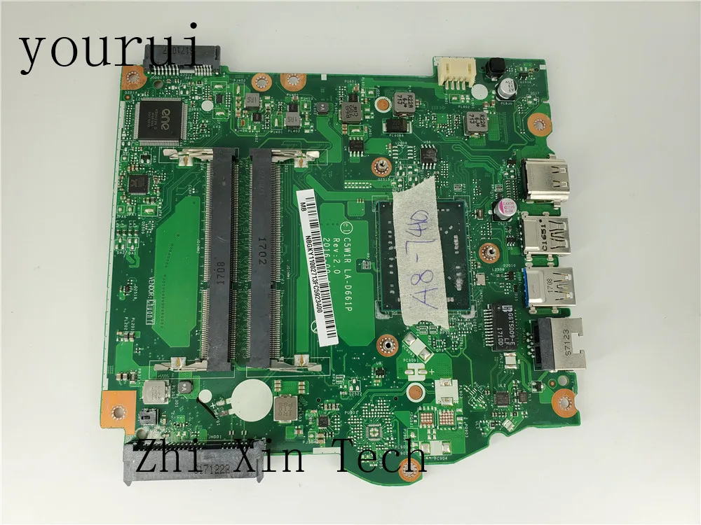 

yourui NBGKY11002 For Acer Aspire ES1-523 Laptop Motherboard NB.GKY11.002 C5W1R LA-D661P With A8-7410u CPU Test work perfect