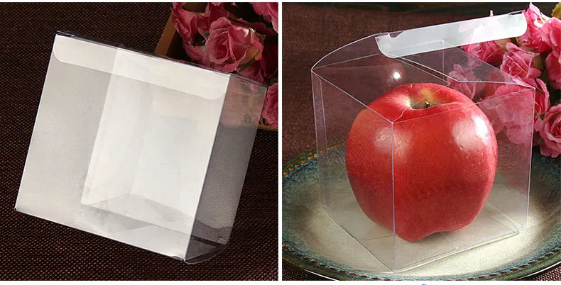 50pcs 9*9*9cm Transparent Waterproof PVC Boxes Packaging Small Plastic Clear Box Storage For Food/jewelry/Candy/Gift/cosmetics