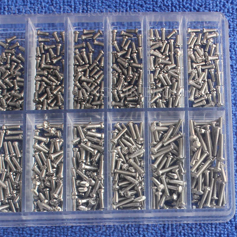 900Pcs/Set Silver Stainless Steel Tiny Screws For Eye Glasses Watch Clock Repair Kit Tools Box Of Assorted Screws screw