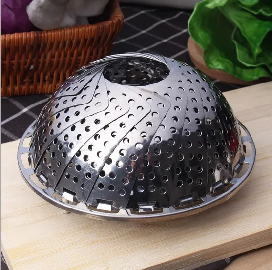 1PC Big Size 410 Stainless Steel Folding Steamer Steamed Grid Rack Lotus Sheet Steamer Grate Drain  KX 046