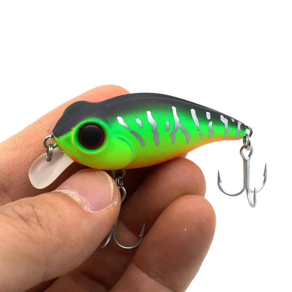 AOCLU-Floating Minnow Bait Crank, Moving Balls Rattle, Golden Fish Head, Bass Inshore VMC Hook, Deep Diving, 1.2m, 50mm, 5.7g