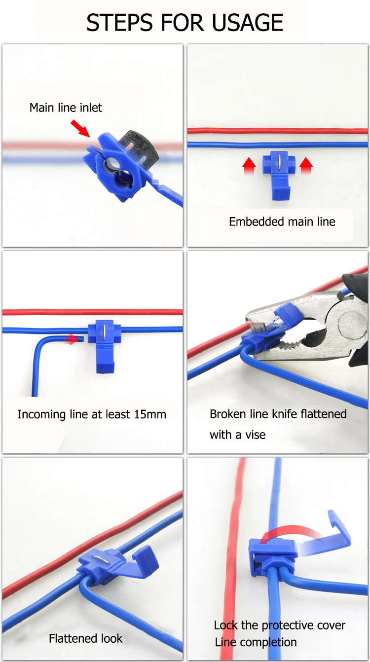 10/50 Stück Blau Rot Gelb Scotch Lock Crimpklemmen Elektrische Kabelverbinder Schnelle Spleißklemmen Drahtklemmen Crimp T80 – Detail 4
