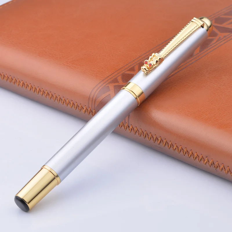 1 Pcs Noble Gold Dragon Rollerball Pen Luxury Metal Ballpoint Pens with 0.5 Mm Black Refill Office Stationery Gift Pen