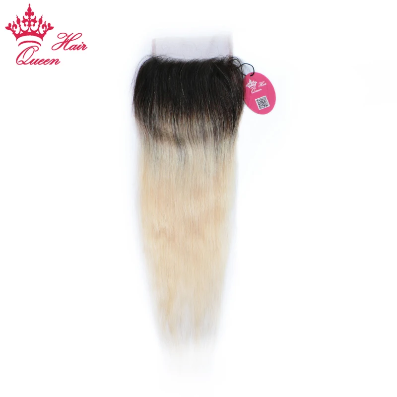 Ombre Blonde Color 1b 613 Lace Closure 4x4 Top Swiss Lace Closure Straight Hair 100% Brazilian Human Hair Queen Hair Products