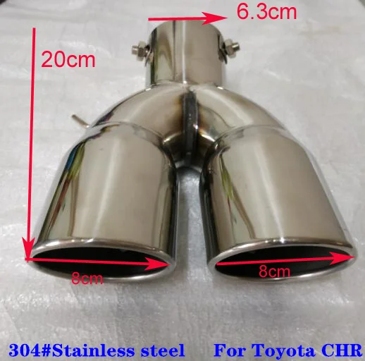 

High quality Stainless steel car double tube mufflers,Exhaust pipe outlet decoration tail throat For Toyota CHR C-HR 2016-2022