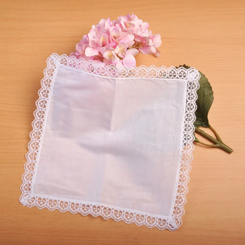 Personalized White Lace Handkerchief for Women, Wedding Gifts, Wedding Decoration, Napkins, 25x25cm, 1Pc