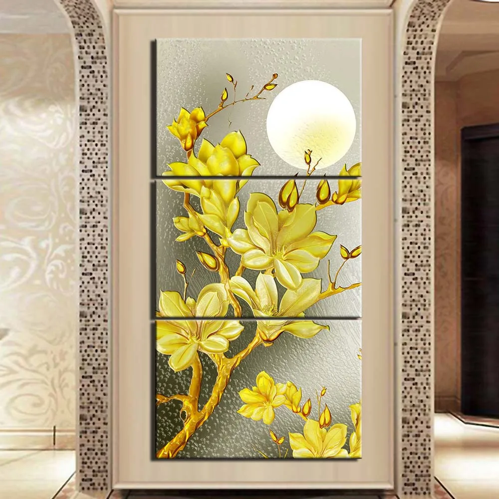 HD printed 3 piece canvas art plant and flower Painting wall poster pictures for living room home decoration F2683