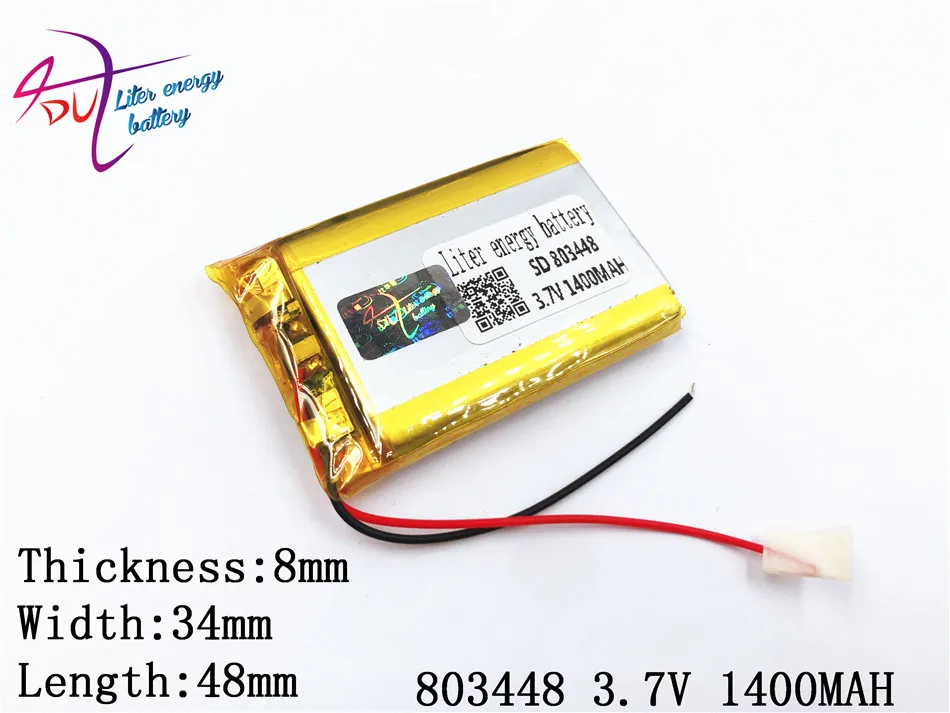 best battery brand 1pcs 3.7V,1400mAH 803448 polymer lithium ion / Li-ion  for model aircraft,GPS,mp3,mp4,cell phone,speak