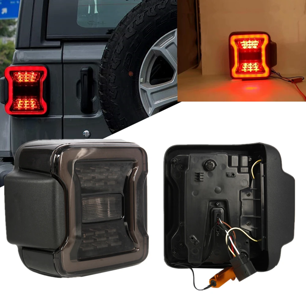 For Jeep Wrangler JL 2018 2019 Taillights Smoked LED Rear Tail Lights With 3rd Brake Light LED Lamp Red For Jeep JL Accessories