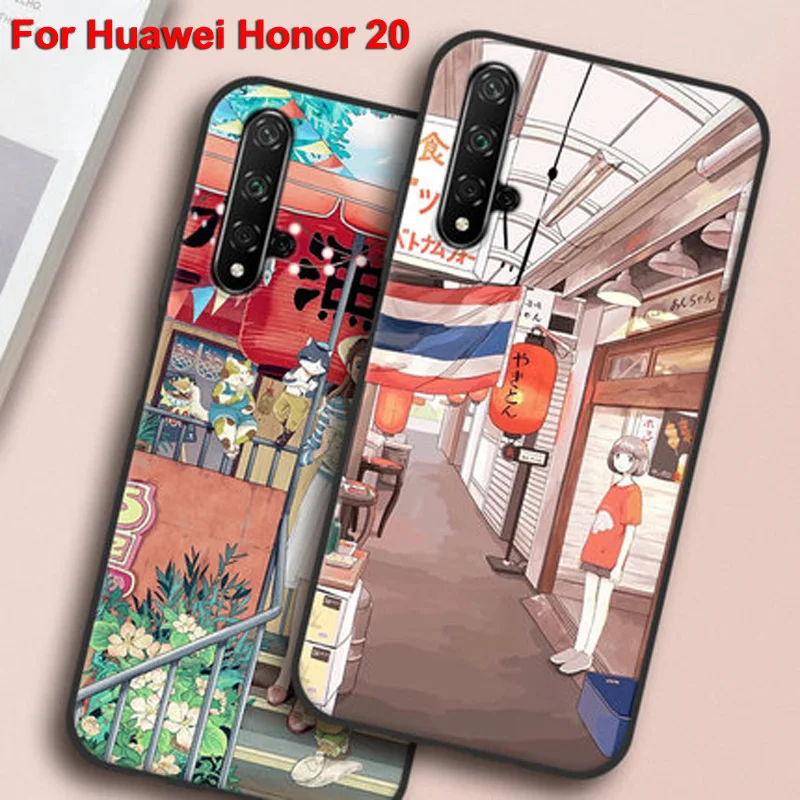 

Чехол-бампер 6,26 дюйма для Huawei Honor 20, чехол для телефона, мягкий силиконовый чехол из ТПУ с цветочным рисунком для девушек, чехлы для задней панели Huawei Honor20