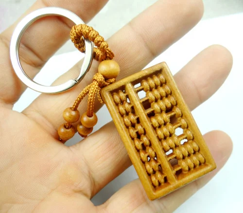 Mahogany Three-dimensional Engraving Keychain Lifelike abacus Keyring gift for friends women men jewelry car keychain 1pcs