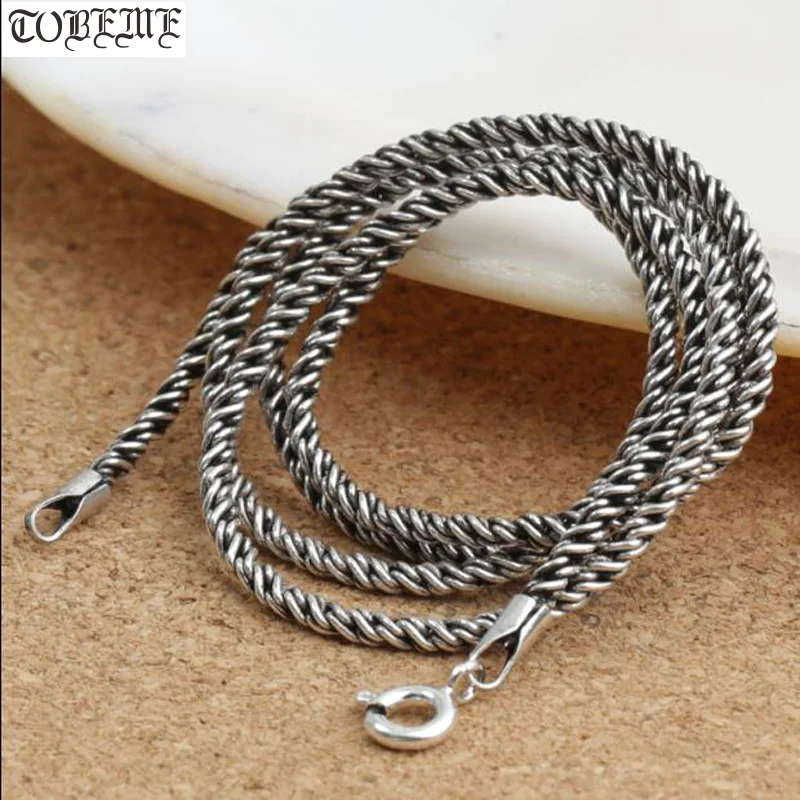 1-2MM Handmade 100% 925 Silver Pendant Necklace Vintage Sterling Chain Necklace for pendant Thai Silver Thin Necklace